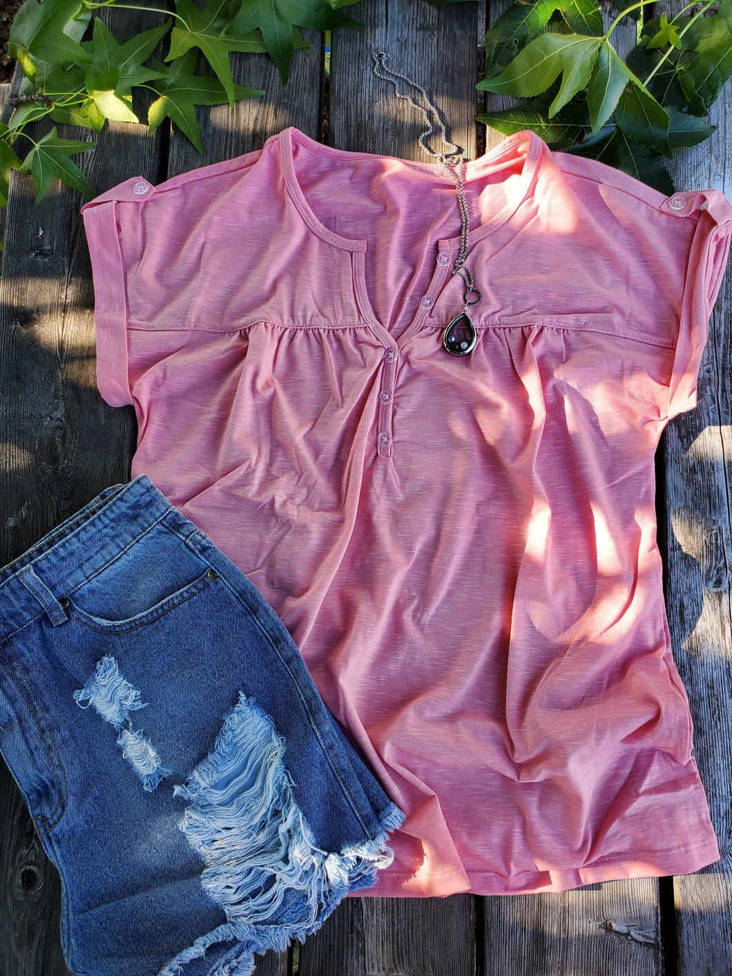 Pretty in Pink Button Top